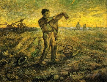  Evening Painting - Evening The End of the Day after Millet Vincent van Gogh